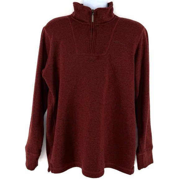 Eddie Bauer Men's 1/4 Zip Fleece Pullover Large Rust Orange Warm Outdoor Layer - Picture 1 of 11